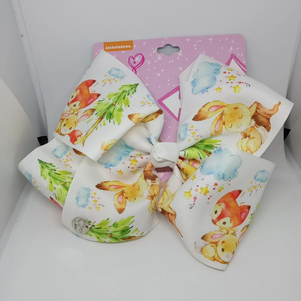 JoJo Siwa White Hair Bow with Animal and Nature Design